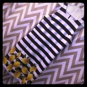 Milly scuba neoprene lemons striped bodycon dress
